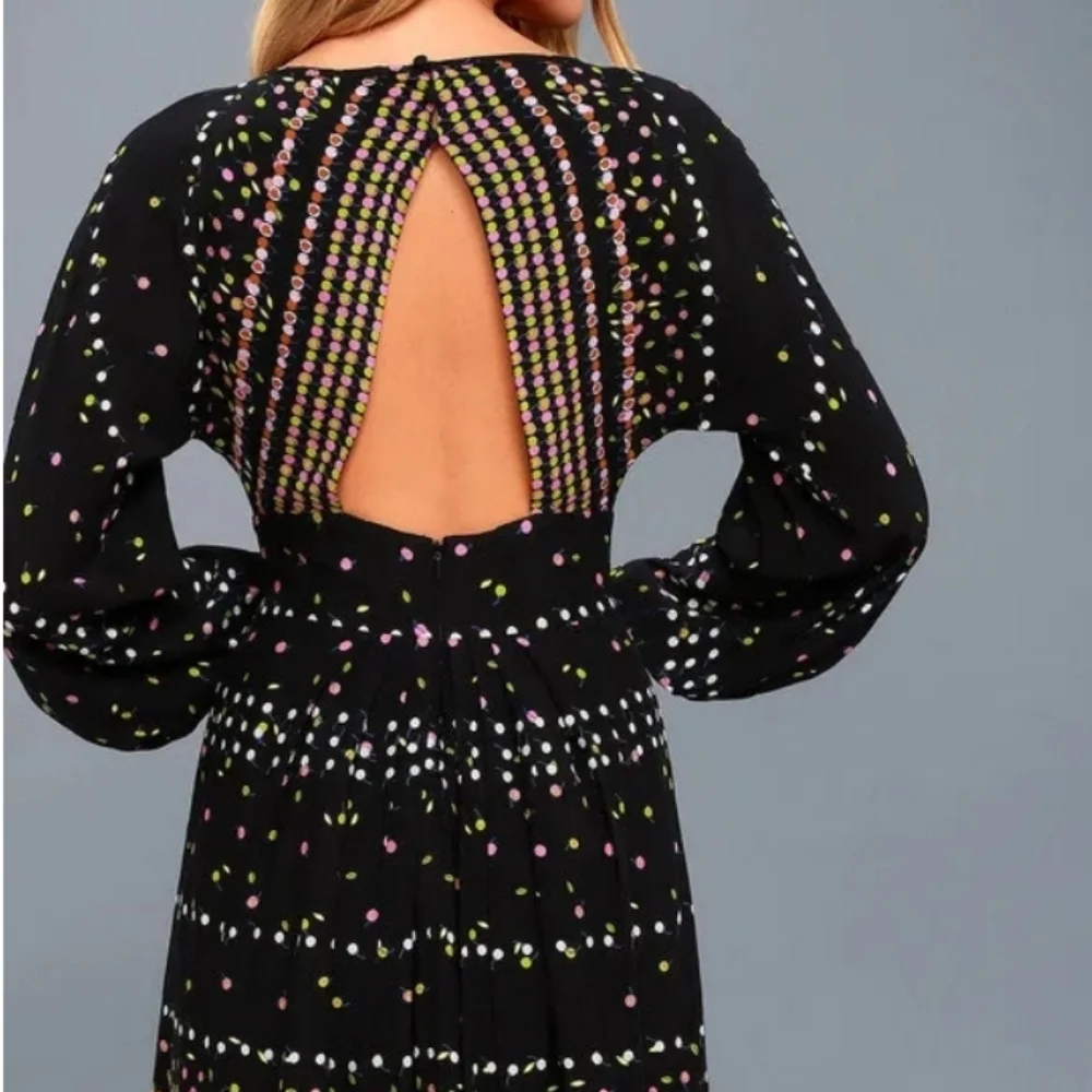 Free People Coryn Print Mini Dress in Black Combo  Sz: 12 - Picture 4 of 10